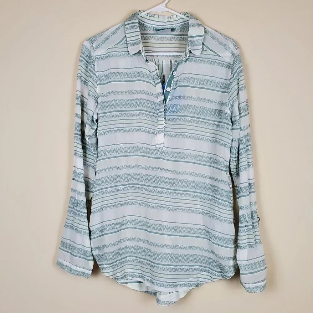 Columbia Green Stripe Brooks Lake Tunic Size Small